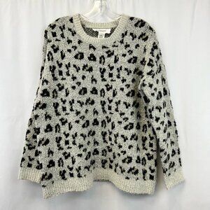 Workshop Republic Womens Pullover Sweater Multicolor Gray Leopard Long Sleeve M